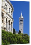 Roman Amphitheater and Church Bell Tower in Pula by Anonymous