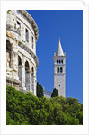 Roman Amphitheater and Church Bell Tower in Pula by Anonymous