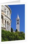 Roman Amphitheater and Church Bell Tower in Pula by Anonymous