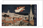 Illustration of Peter Pan and Wendy Flying Over Town by Anonymous