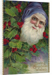 Loving Christmas Wishes Postcard with Santa Claus in Blue Cap by Anonymous