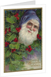 Loving Christmas Wishes Postcard with Santa Claus in Blue Cap by Anonymous