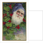 Loving Christmas Wishes Postcard with Santa Claus in Blue Cap by Anonymous