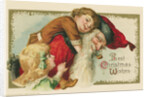 Best Christmas Wishes Postcard with Santa Claus and Children by Anonymous