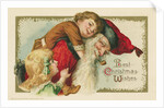 Best Christmas Wishes Postcard with Santa Claus and Children by Anonymous