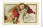Best Christmas Wishes Postcard with Santa Claus and Children by Anonymous