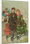Victorian Print of Three People Ice Skating by Anonymous