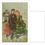 Victorian Print of Three People Ice Skating by Anonymous