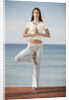 Woman doing yoga by the ocean by Anonymous