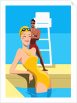 Swimmer Looking at Lifeguard by Anonymous