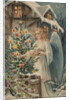 A Merry Christmas Postcard with Angel and Christmas Tree by Anonymous