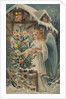 A Merry Christmas Postcard with Angel and Christmas Tree by Anonymous
