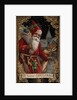 A Happy Christmas Postcard with Santa and Deer by Anonymous