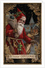 A Happy Christmas Postcard with Santa and Deer by Anonymous