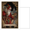 A Happy Christmas Postcard with Santa and Deer by Anonymous