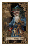 A Merry Christmas Postcard with Santa Ringing Bell by Anonymous
