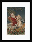 Merry Christmas Postcard with Santa on Rocking Horse by Anonymous