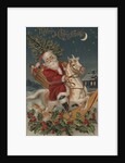 Merry Christmas Postcard with Santa on Rocking Horse by Corbis