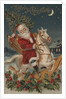 Merry Christmas Postcard with Santa on Rocking Horse by Anonymous