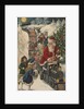 Christmas Postcard with Santa Riding a Train with Toys by Anonymous