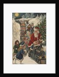 Christmas Postcard with Santa Riding a Train with Toys by Anonymous