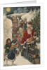 Christmas Postcard with Santa Riding a Train with Toys by Anonymous