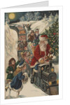 Christmas Postcard with Santa Riding a Train with Toys by Anonymous