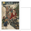 Christmas Postcard with Santa Riding a Train with Toys by Anonymous