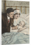 Postcard of Couple with Baby by Alonzo Kimball