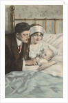 Postcard of Couple with Baby by Alonzo Kimball