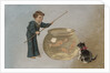 Postcard of Boy Fishing in Fishbowl by Anonymous