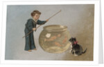 Postcard of Boy Fishing in Fishbowl by Anonymous
