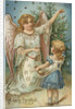 A Merry Christmas Postcard with Angel and Little Girl by Anonymous