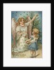 A Merry Christmas Postcard with Angel and Little Girl by Anonymous