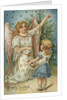 A Merry Christmas Postcard with Angel and Little Girl by Anonymous