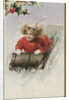 Postcard with Girl Sledding by Anonymous