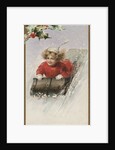 Postcard with Girl Sledding by Anonymous