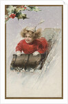 Postcard with Girl Sledding by Anonymous