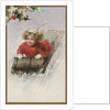 Postcard with Girl Sledding by Anonymous