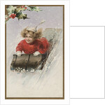 Postcard with Girl Sledding by Anonymous