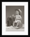 1950s Baby Businessman In Diaper With Hat Briefcase Salesman Samples Paperwork by Anonymous