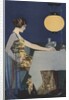 Illustration of Woman at Table with Lantern by Coles Phillips