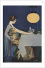 Illustration of Woman at Table with Lantern by Coles Phillips