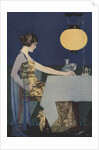 Illustration of Woman at Table with Lantern by Coles Phillips