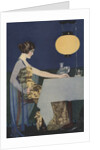 Illustration of Woman at Table with Lantern by Coles Phillips