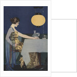 Illustration of Woman at Table with Lantern by Coles Phillips
