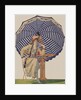 Illustration of Woman Sitting Under Striped Umbrella by Coles Phillips