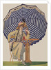 Illustration of Woman Sitting Under Striped Umbrella by Coles Phillips