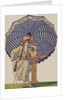 Illustration of Woman Sitting Under Striped Umbrella by Coles Phillips