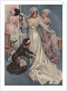 Illustration of a Bride Being Dressed by Harrison Fisher